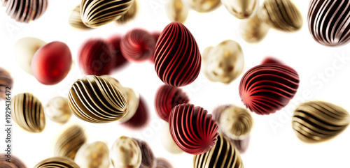 Artistic rendering of abstract Easter eggs on a white background. Perfect for Easter, spring, holidays, and design proj