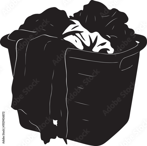 A silhouette laundry bucket with dirty clothes