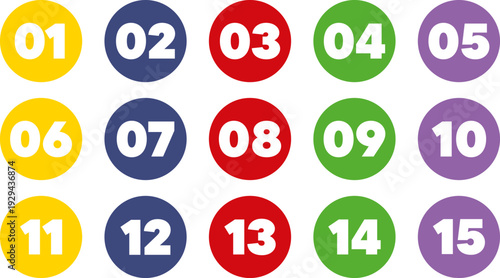 Colorful numbered circle icons arranged in a grid layout for clear visual presentation