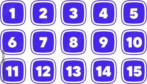 Overview of purple rounded square icons with white numbers for infographic steps