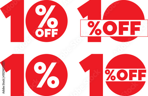 Sale signs showing ten percent off are displayed in bold red circles in a retail setting