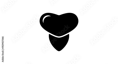 Black Guitar Pick with Heart Shape Design.