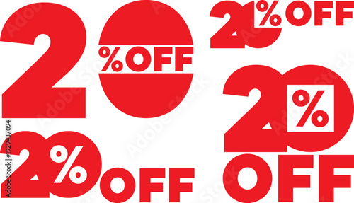 Red banners showing OFF sale typography in creative layouts for advertising purpose