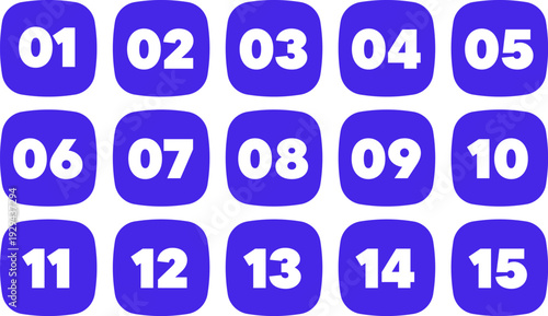 Bold numbered purple icons arranged in a grid layout for digital use or design