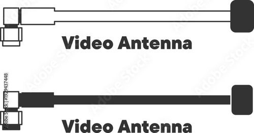 Vector drone video antenna icons set showing outline and silhouette style designs for use