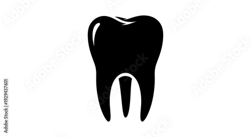 Black Silhouette of a Molar Tooth.