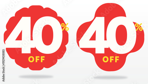 40% wholesale, company, price, value, percent, off, sale, discount, tag, sign, offer, cheap, buy, retail. Promo, sticker, banner, template, store, icon, vector