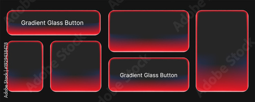 Transparent red gradient glass button elements for modern UI design and interfaces.