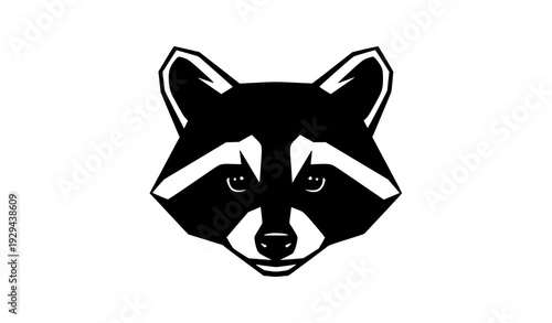 Raccoon Head Glyph Icon Black Vector Illustration