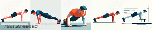 Vector of man push up