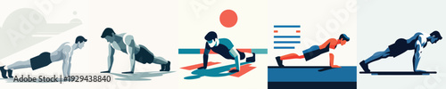 Vector of man push up