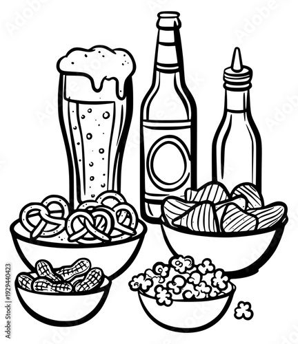 Beer and party snacks icon
