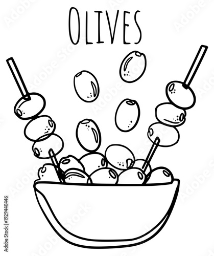 Olives bowl and skewers icon