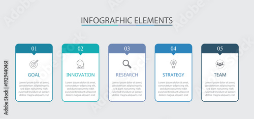 Business infographic template design icon 5 option or steps. Can be used for workflow, presentation, etc. Vector illustration,