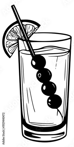 Gin tonic with olive and lemon icon