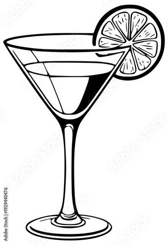 Martini glass with lemon garnish icon