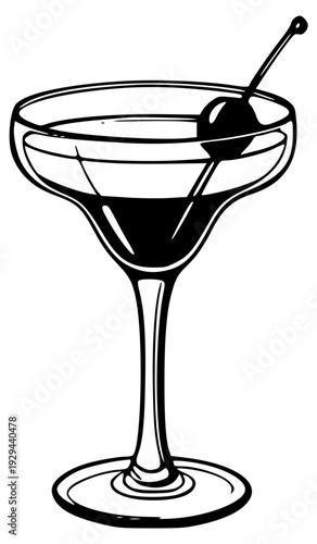 Martini glass with olive icon