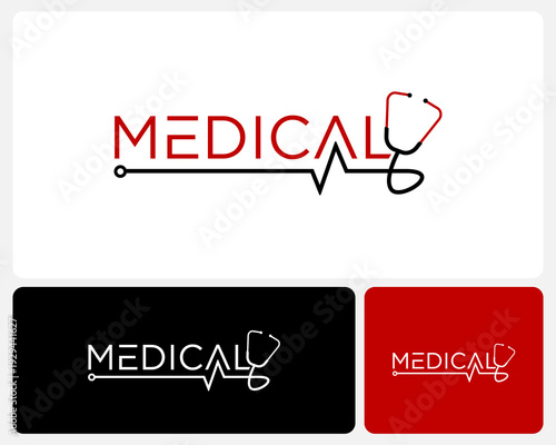 Medical Logo Design With Stethoscope And Heartbeat Line For Healthcare And Clinic Branding