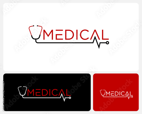 Medical Logo Design With Stethoscope And Heartbeat Line For Healthcare And Clinic Branding