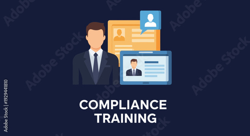 Compliance training illustration business professional and documents concept
