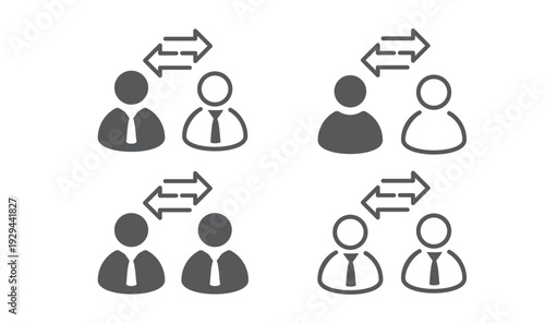 Two business partners with ties communicating.