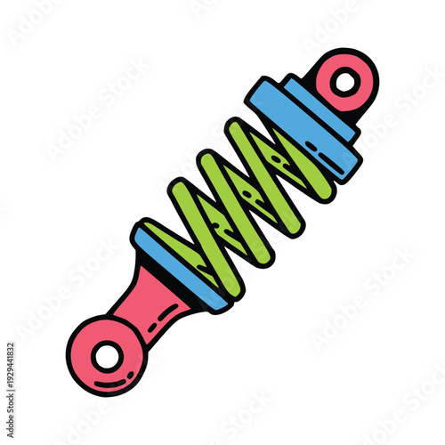 Doodle Vector Illustration of a Motorcycle Shock Absorber Part, Automotive, Motorcycle