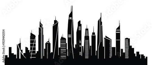 Modern cityscape with sleek skyscrapers and urban architecture