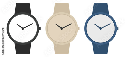 Wrist Watch Icon in multiple colors, analog clock face design symbolizing time management