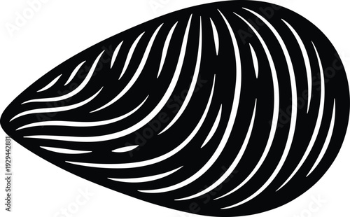 Seashell Silhouette Illustration Featuring Marine Shell Shape with Decorative Lines, Ocean Nature Element and Coastal Design Isolated on Background