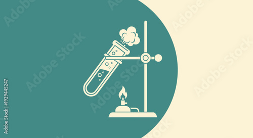 Laboratory Experiment with Test Tube and Bunsen Burner Setup for Chemical Reaction Analysis in Modern Science Facility
