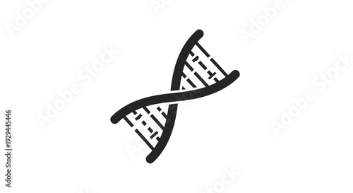 A DNA double helix structure is illustrated in a simple graphic design on a clean white background from a direct viewpoint Whisk
