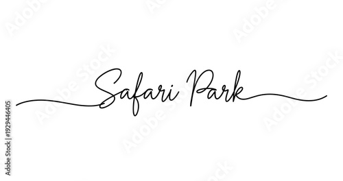 Elegant handwritten text of safari park in black script. No editable strokes