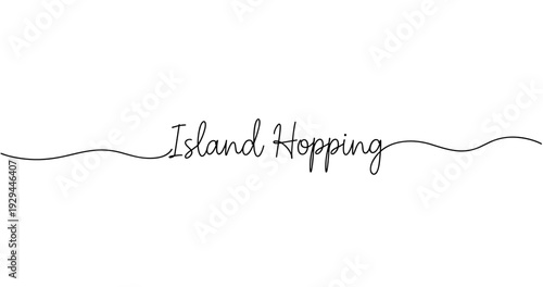 Island hopping handwritten text with decorative line design. No editable strokes