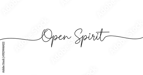 Elegant script text spelling open spirit in black on white background. No editable strokes