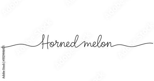 Horned melon text in elegant handwritten font on white background. No editable strokes