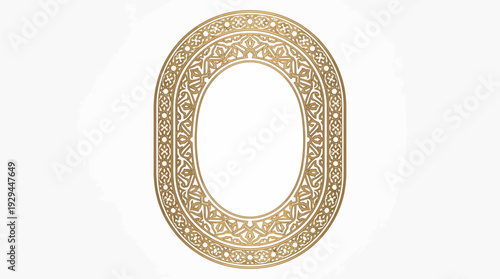 Golden ornate oval frame vector