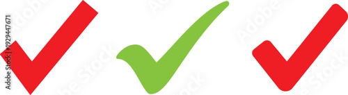 Three checkmarks in red and green on a white background