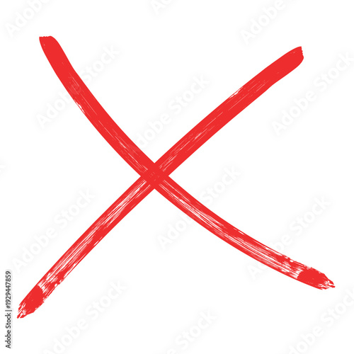 Red Brush Stroke X Mark Vector Illustration