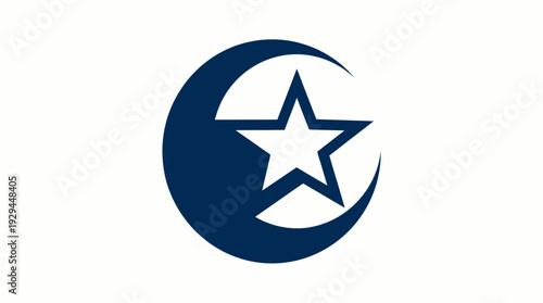 Vector crescent moon and star symbol