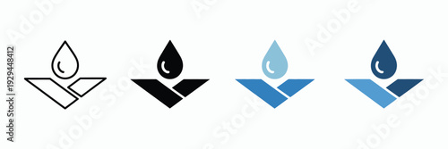 Waterproof Material Icon layer line and solid style design, water resistance and protection symbol, moisture barrier concept