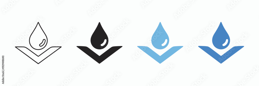 Fototapeta premium Waterproof Material Icon layer line and solid style design, water resistance and protection symbol, moisture barrier concept