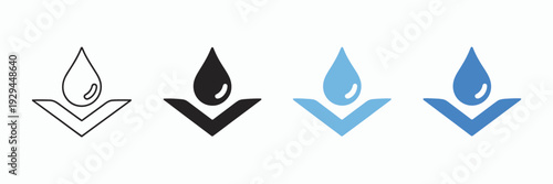 Waterproof Material Icon layer line and solid style design, water resistance and protection symbol, moisture barrier concept