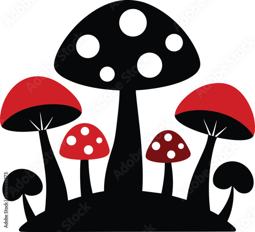 Mushroom and toadstool vector illustration