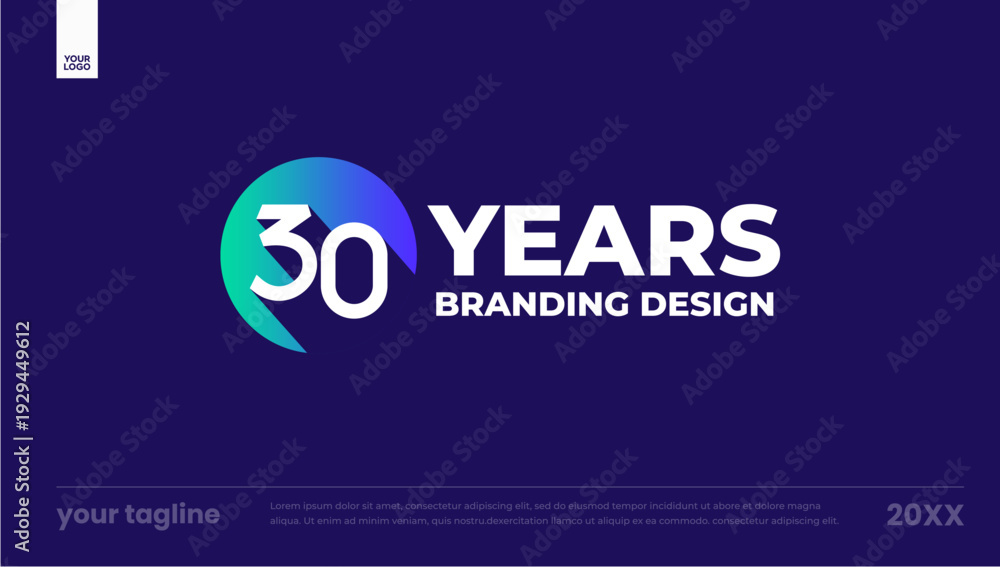 Fototapeta premium 30 years anniversary brand mark icon vector template circle logo mark banner dark
