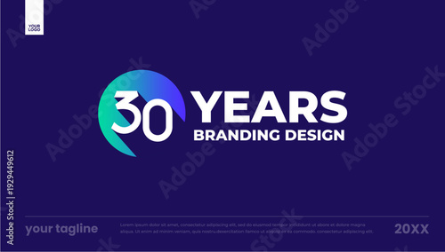 30 years anniversary brand mark icon vector template circle logo mark banner dark
