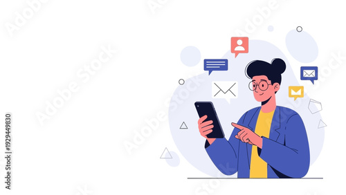 Young Person Using Smartphone for Social Media and Communication