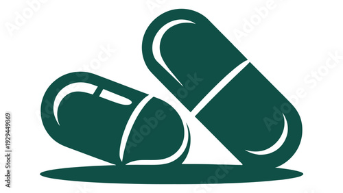 Minimalist green capsule pills vector illustration