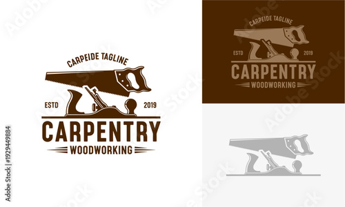 Carpentry tools illustration showcasing woodworking skills and trade in a detailed graphic design