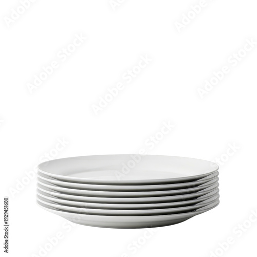 Stack of white dinner plates On Transparent Background