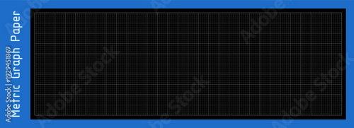 Blueprint black grid bg. Black metric graph paper. Blank millimeter horizontal sheet for technical drawing, engineering sketch, architectural design. Tech wide linear background. Vector illustration